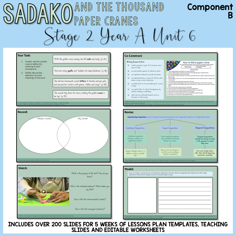 Stage 2 | Unit 6 - 'Sadako & The Thousand Paper Cranes' | BUNDLE