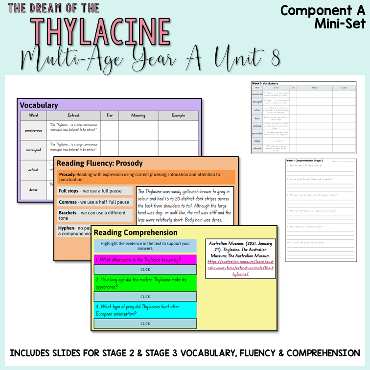 Multi-Age | Year A | Unit 8 - 'The Dream of a Thylacine' | Component A - MINI SET